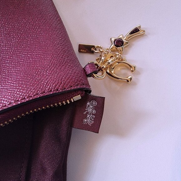 NWOT Coach Black Cherry Corner Zip Wristlet with Charms | FREE Shipping! - Picture 4 of 4